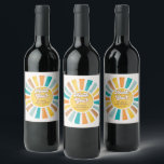 Groovy Retro Sunshine Boy Baby Shower Favors Wine Label<br><div class="desc">Drenched in retro sunshine,  this design is a wonderful blend of nostalgic aesthetics and contemporary functionality. The motif is a stunning array of muted yellow,  blue,  orange,  and terracotta hues that create a warm and inviting atmosphere right off the bat.</div>