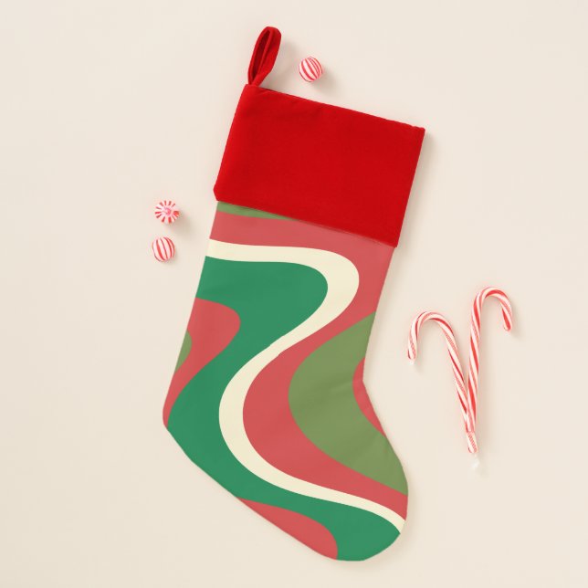 Groovy Retro Swirls Trippy 60s 70s Abstract Christmas Stocking (Front)