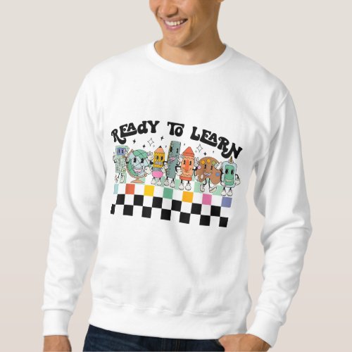 Groovy Retro Teacher Life Daisy Hippy Be Kind Back Sweatshirt