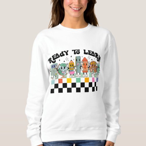 Groovy Retro Teacher Life Daisy Hippy Be Kind Back Sweatshirt