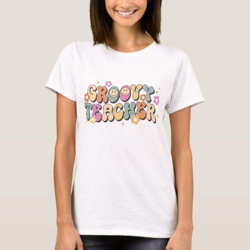 Groovy retro Teacher T Shirt Gift