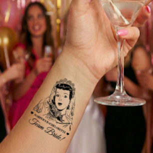 Groovy Retro Team Bride Matching Bachelorette Temporary Tattoos