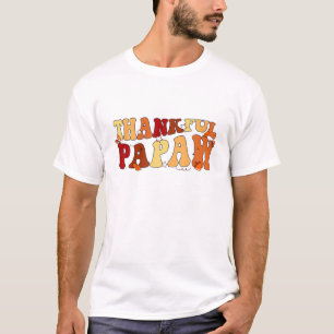 Groovy Retro Thankful Papaw Vintage Thanksgiving F T-Shirt