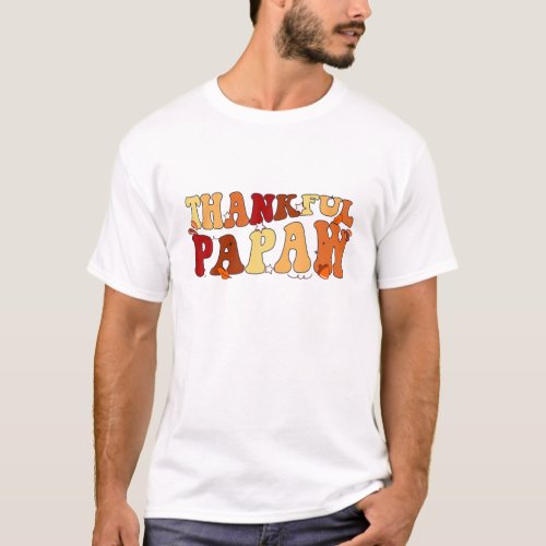 Groovy Retro Thankful Papaw Vintage Thanksgiving F T_Shirt