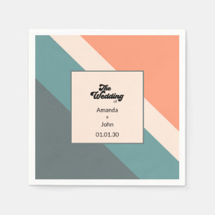 Groovy-Retro The Wedding Of Orange Dusty Blue Napkins