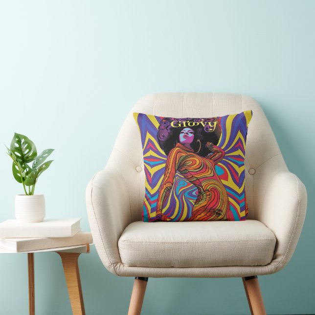 Groovy Retro Throw Pillow (Chair)