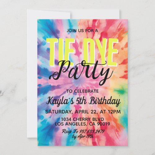 Groovy Retro Tie Dye Birthday Invitation
