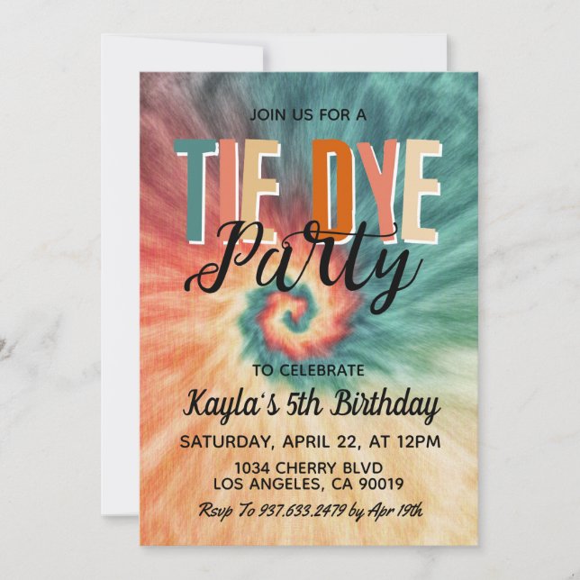 Groovy Retro Tie Dye Birthday Invitation (Front)