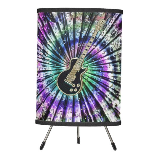 Groovy Retro Tie-Dye Electric Guitar Desk Lamp (Front)