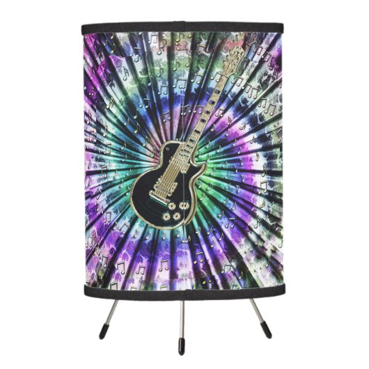Groovy Retro Tie-Dye Electric Guitar Desk Lamp (Back)