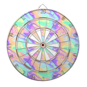 Groovy Retro Tie Dye Pastel Marble Swirl Dart Board