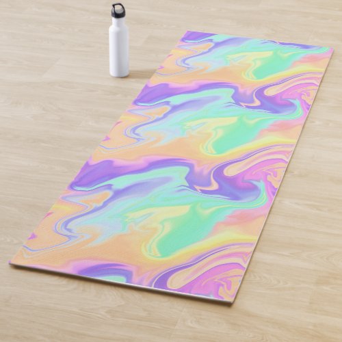 Groovy Retro Tie Dye Pastel Marble Swirl Yoga Mat