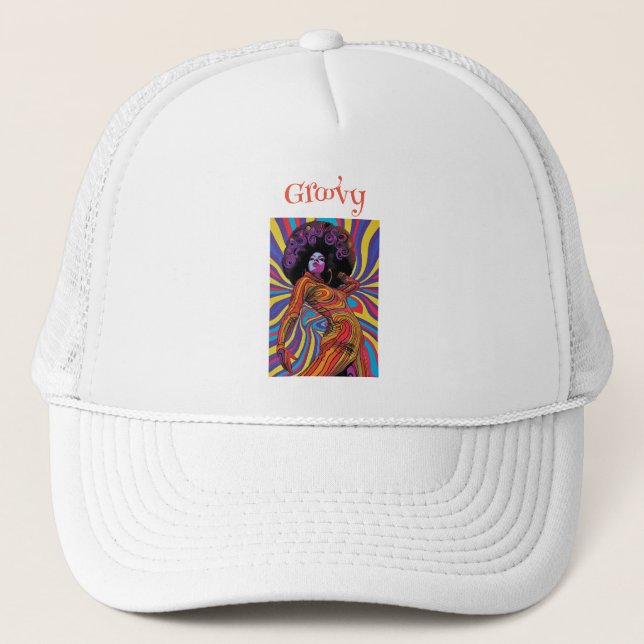 Groovy Retro Trucker Hat (Front)