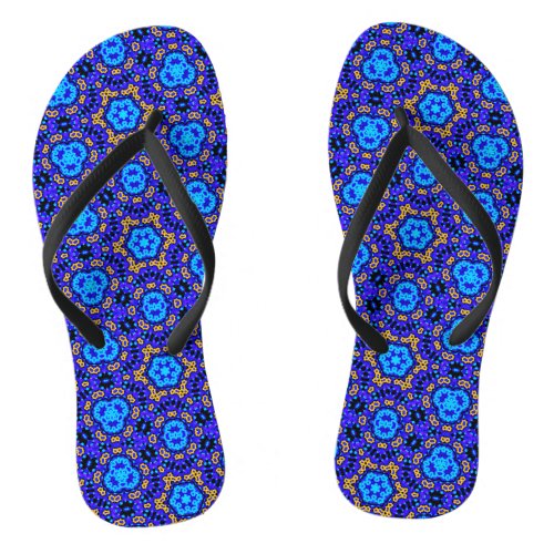 Groovy Retro Tuscany Blue Evening Flip Flops