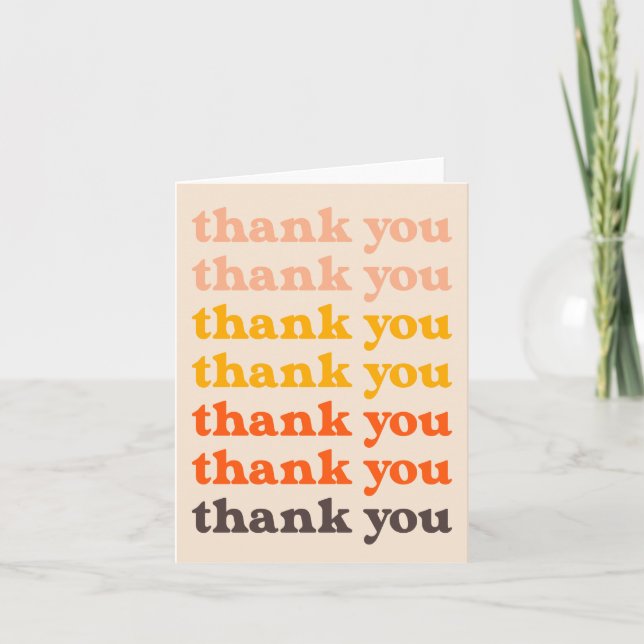 Groovy Retro Typography 70s Brown Orange Blank Thank You Card (Front)
