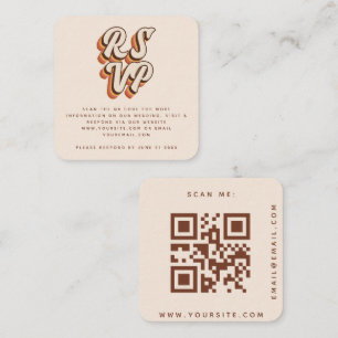 Groovy Retro Typography 70s QR Code Wedding RSVP Enclosure Card
