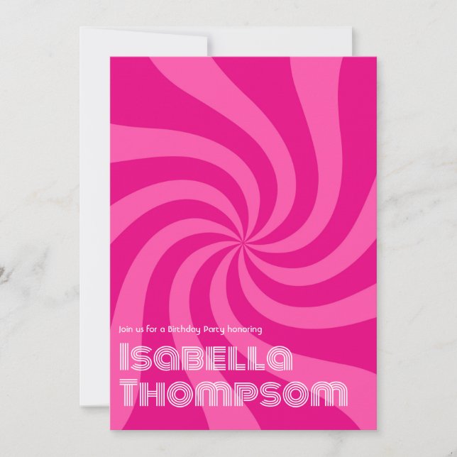 Groovy Retro Typography Birthday Party Invitation (Front)