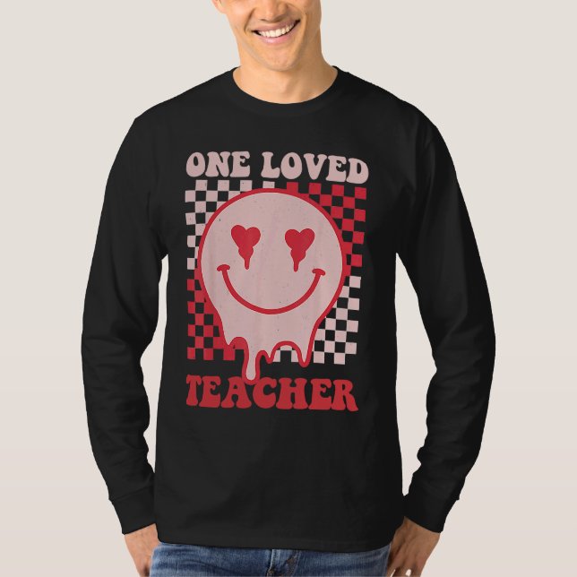 Groovy Retro Valentines Day Hippie Heart One Loved T-Shirt (Front)