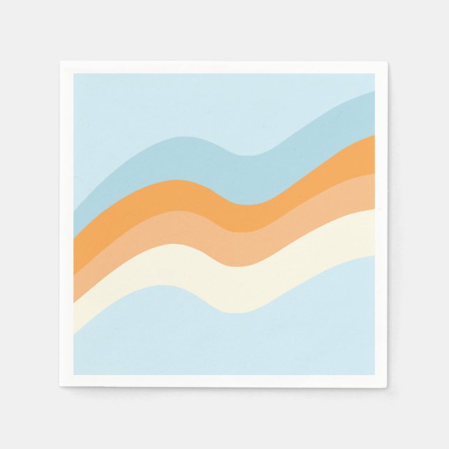 Groovy Retro Vibes Blue Orange Napkins (Front)