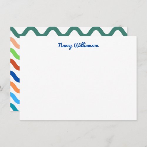 Groovy Retro Vibes Colorful Wavy Add Name Note Card