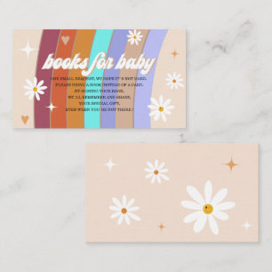 Groovy retro watercolor baby shower books for baby enclosure card