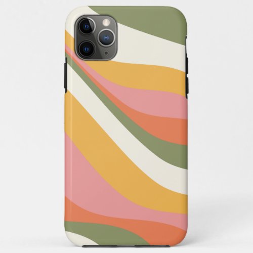 Groovy Retro Wave Lines in Green Yellow and Pink  iPhone 11 Pro Max Case