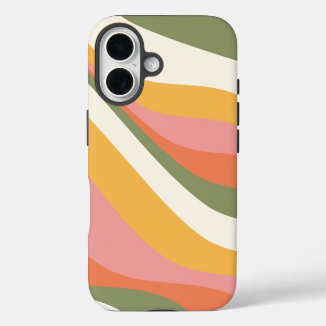 Groovy Retro Wave Lines in Green Yellow and Pink  Case-Mate iPhone Case (Back)