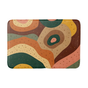Groovy retro waves and dots with vibrant colors bath mat