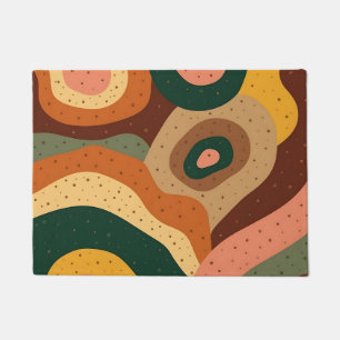Groovy retro waves and dots with vibrant colors doormat