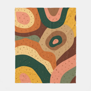 Groovy retro waves and dots with vibrant colors fleece blanket