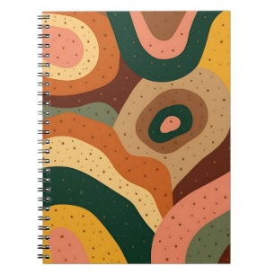 Groovy retro waves and dots with vibrant colors notebook