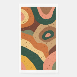 Groovy retro waves and dots with vibrant colors paper guest towels