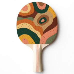 Groovy retro waves and dots with vibrant colors ping pong paddle