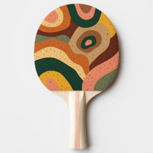 Groovy retro waves and dots with vibrant colors ping pong paddle