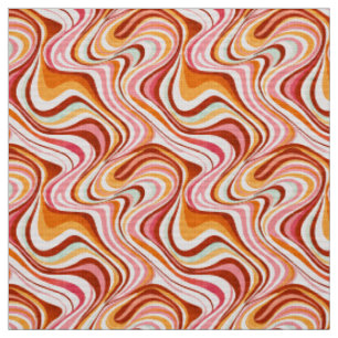 Groovy Retro Waves - Warm Psychedelic Swirls Fabric