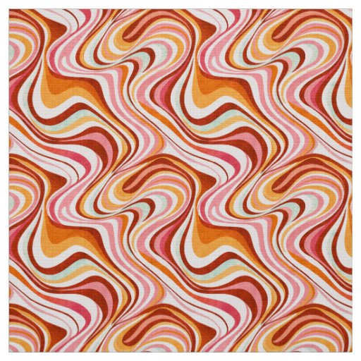 Groovy Retro Waves - Warm Psychedelic Swirls Fabric