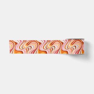 Groovy Retro Waves - Warm Psychedelic Swirls Satin Ribbon