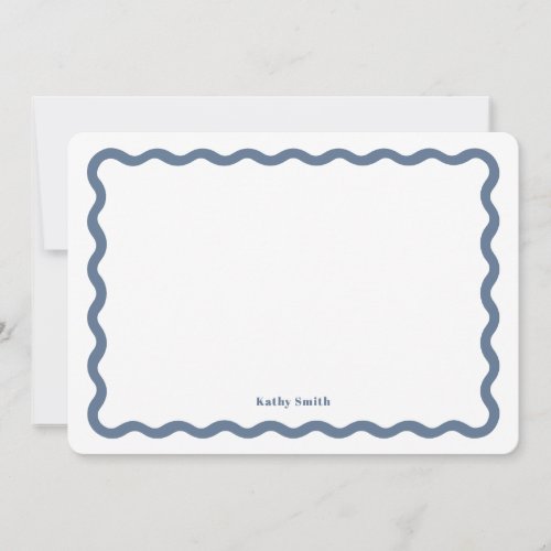 Groovy Retro Wavy Blue Personalized Stationery Note Card