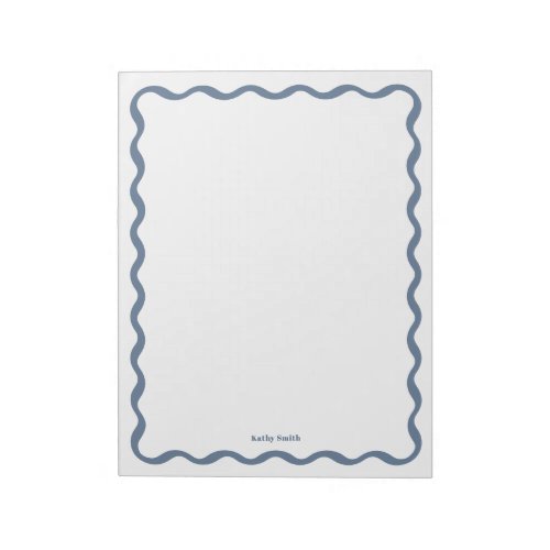 Groovy Retro Wavy Blue Personalized Stationery Notepad