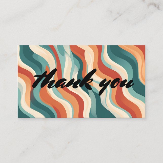 Groovy retro wavy lines thank you enclosure card (Front)