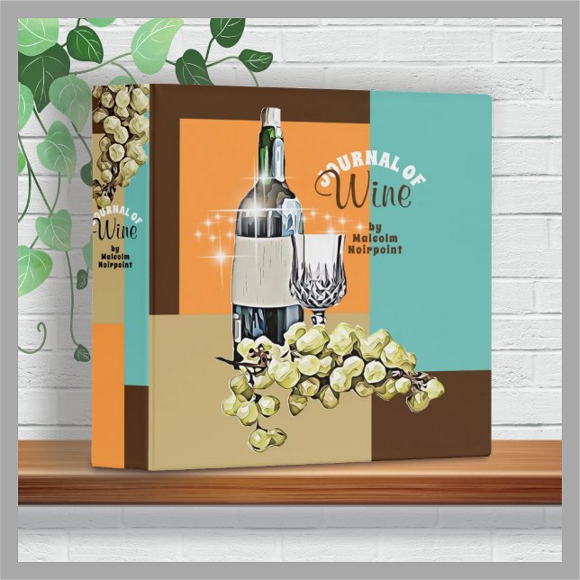 Groovy retro wine grapes journal food pairing 3 ring binder (Creator Uploaded)