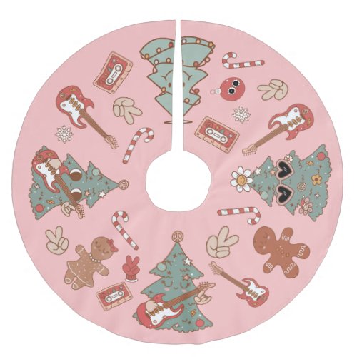 Groovy Rock around the Christmas Tree Brushed Polyester Tree Skirt