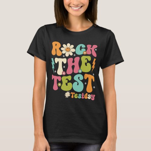 Groovy Rock The Test Motivational Retro Teachers   T_Shirt