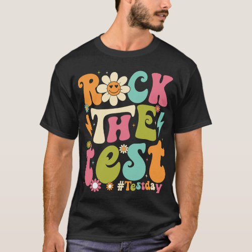 Groovy Rock The Test Motivational Retro Teachers T_Shirt