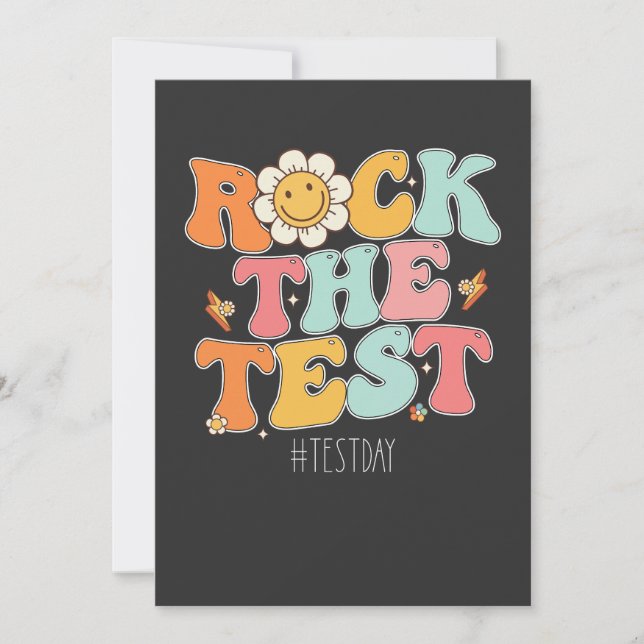 Groovy Rock The Test Motivational Testing Day Invitation (Front)