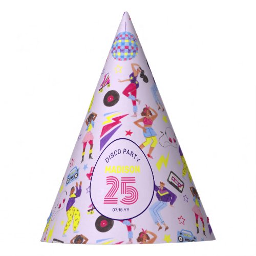 Groovy Roller Disco Lila Party Millennial Retro  Party Hat