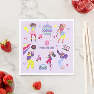 Groovy Roller Disco Party Retro 80s Discoball Napkins