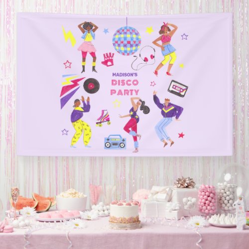 Groovy Roller Disco Purple Party Millennial Retro Banner