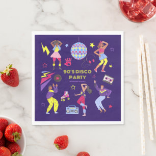 Groovy Roller Disco Purple Party Millennial Retro Napkins