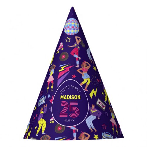 Groovy Roller Disco Purple Party Millennial Retro  Party Hat